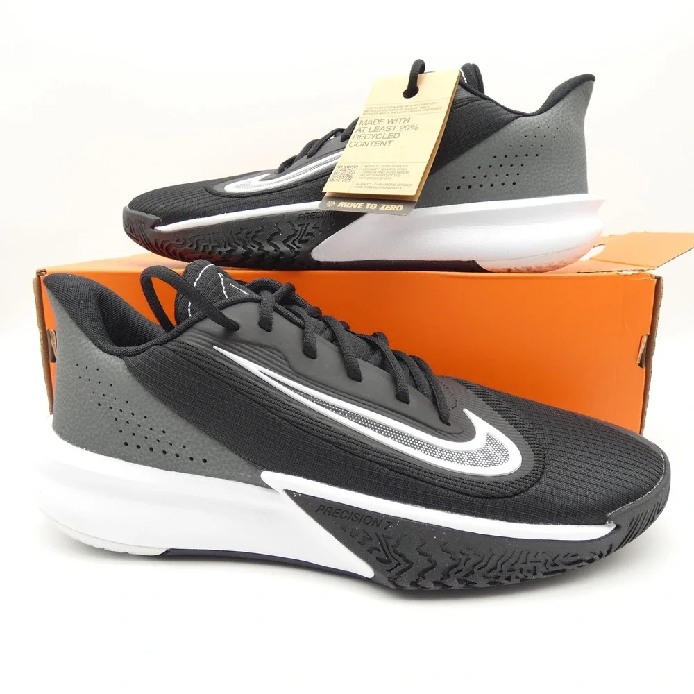 Nike Precision VII Mens 11 Black White Iron Grey Basketball Shoes FN4322-005 NEW